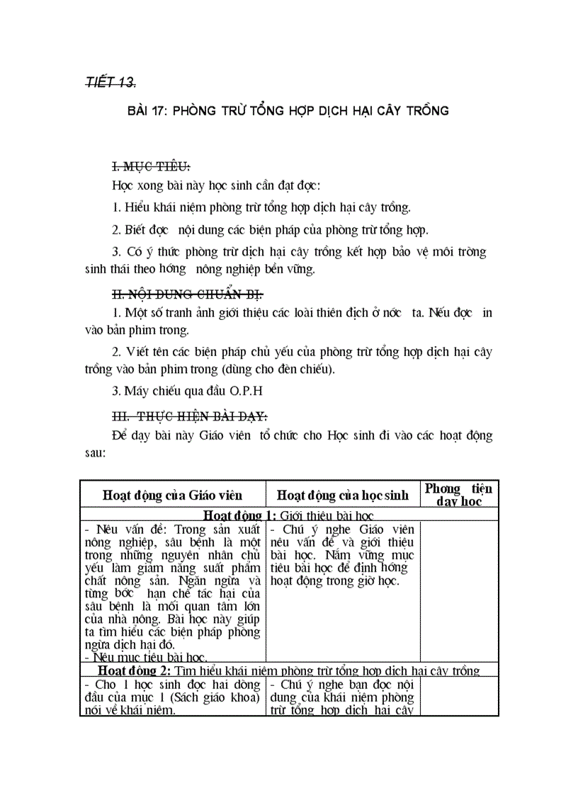 Giáo án công nghệ 10 tiết 12 16