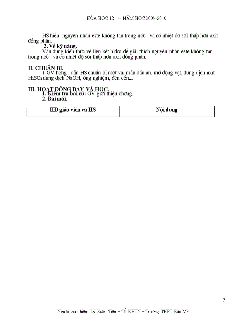 image for page Giáo án Hóa 12 Năm học 2009 2010