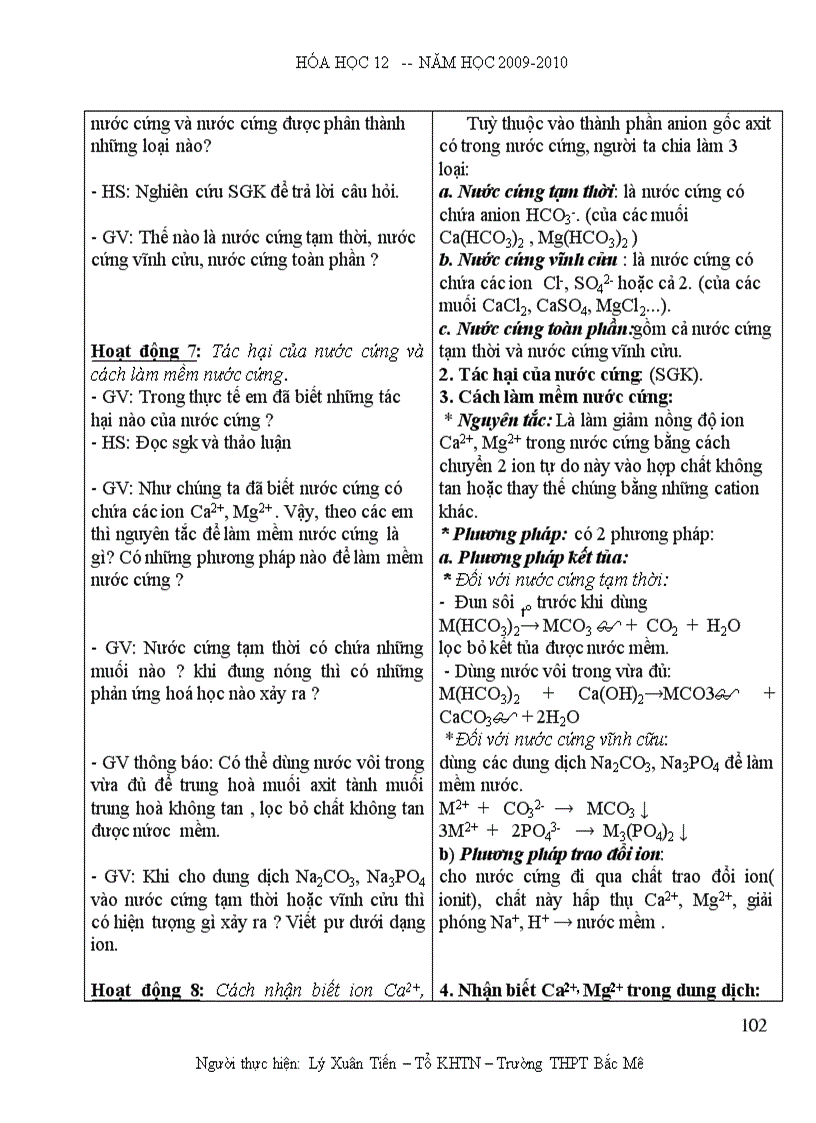 image for page Giáo án Hóa 12 Năm học 2009 2010