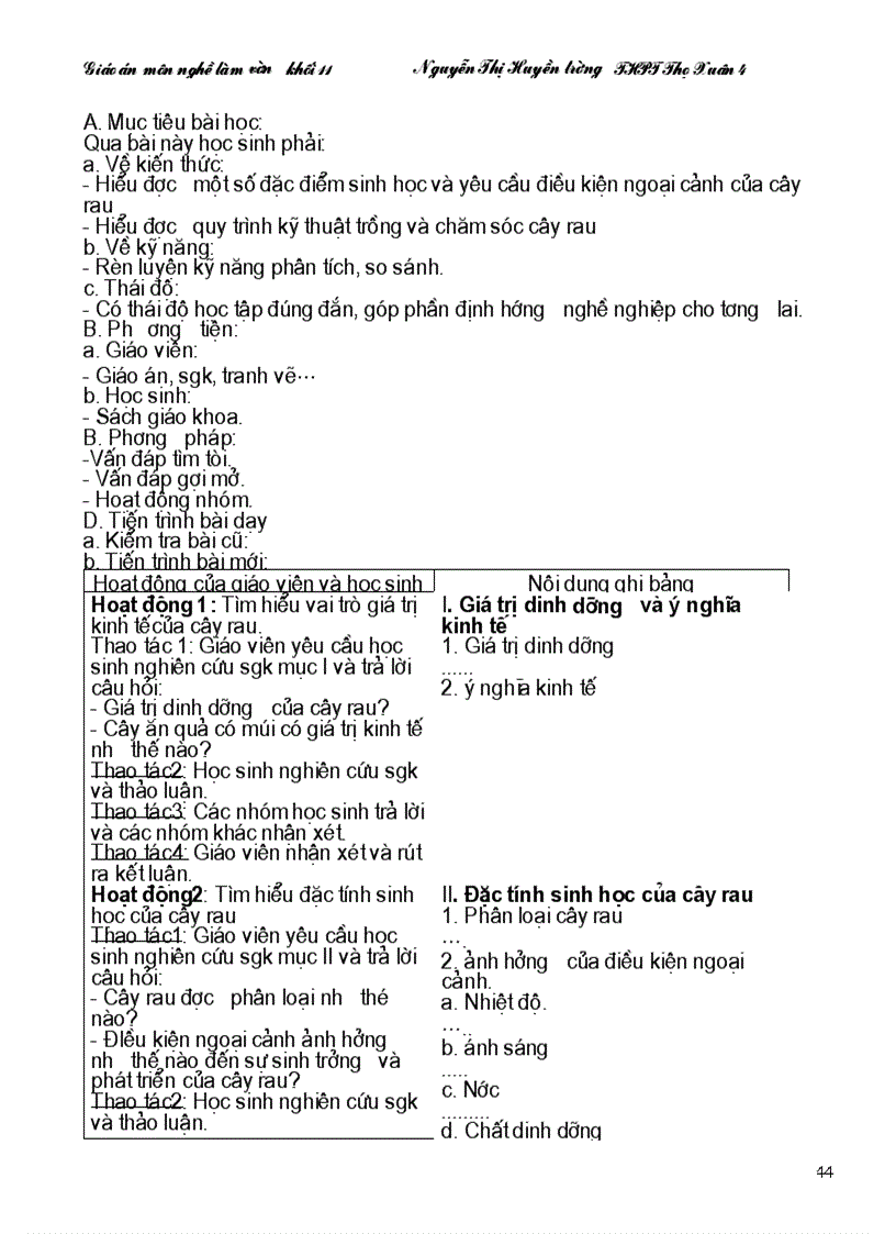 image for page Giáo án nghề làm vườn khối 11