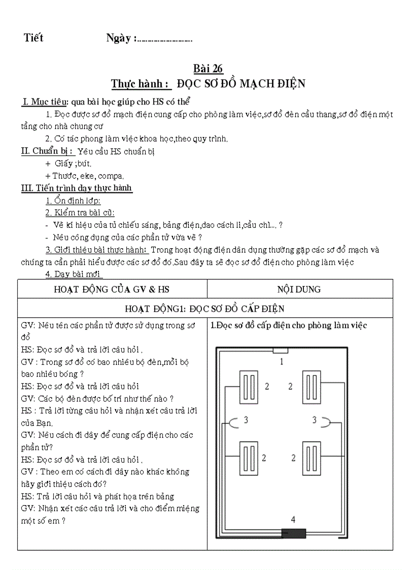 image for page Bài 26 TH đọc sơ đồ mạch điện Nghề