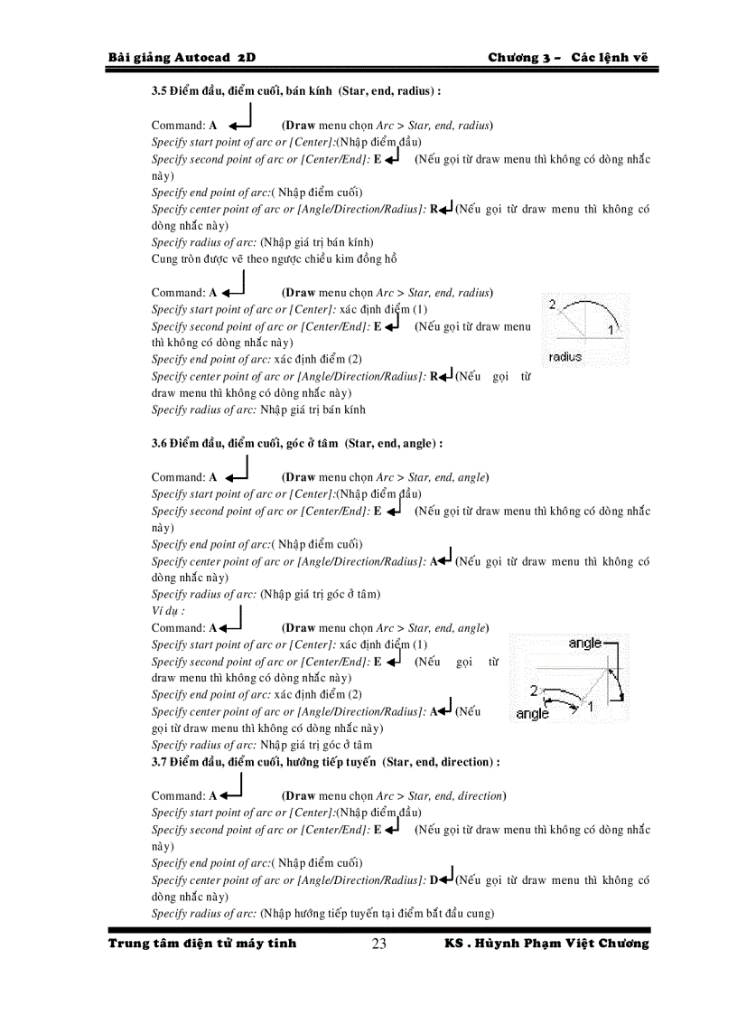 image for page Bai 3 Lệnh Vẽ trong autocad phần 2D