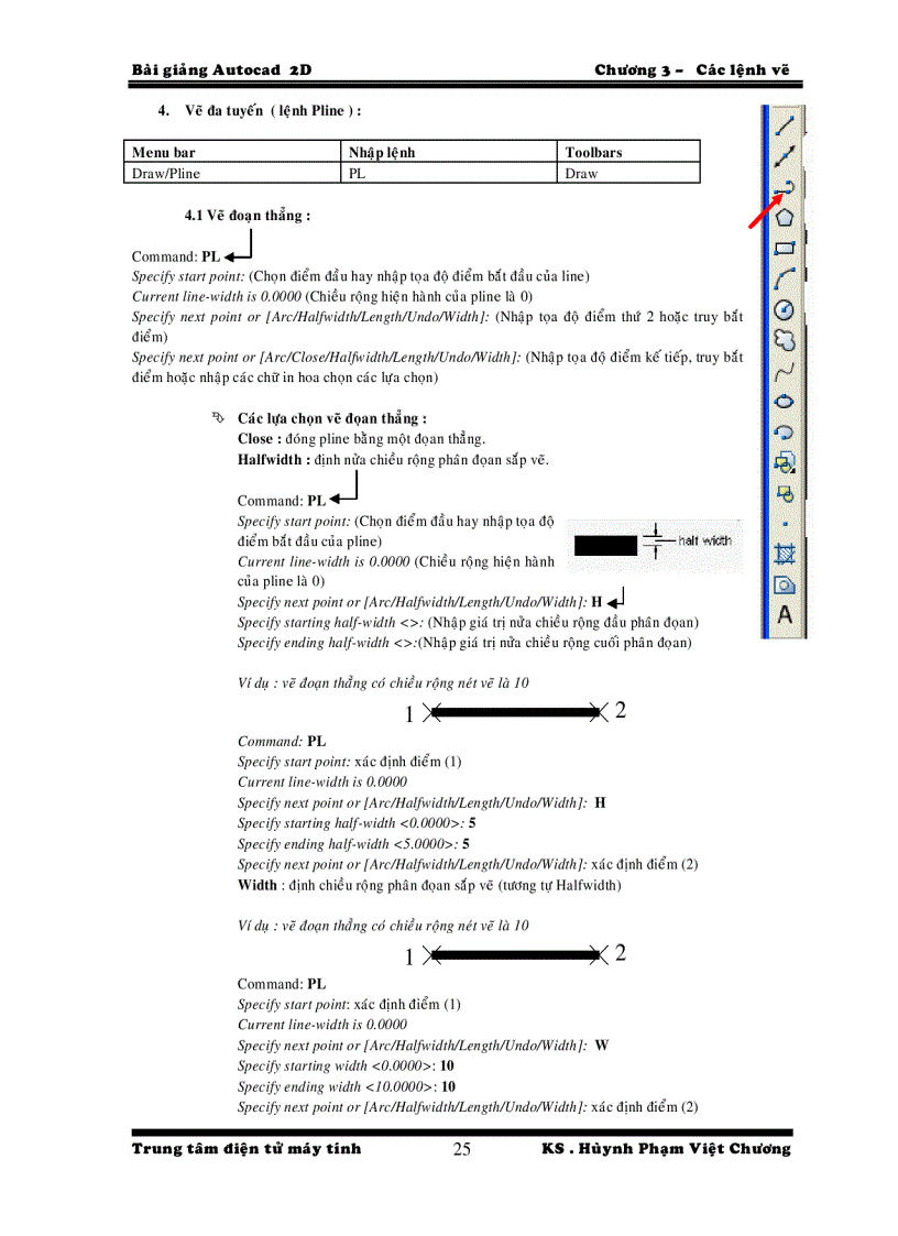 image for page Bai 3 Lệnh Vẽ trong autocad phần 2D