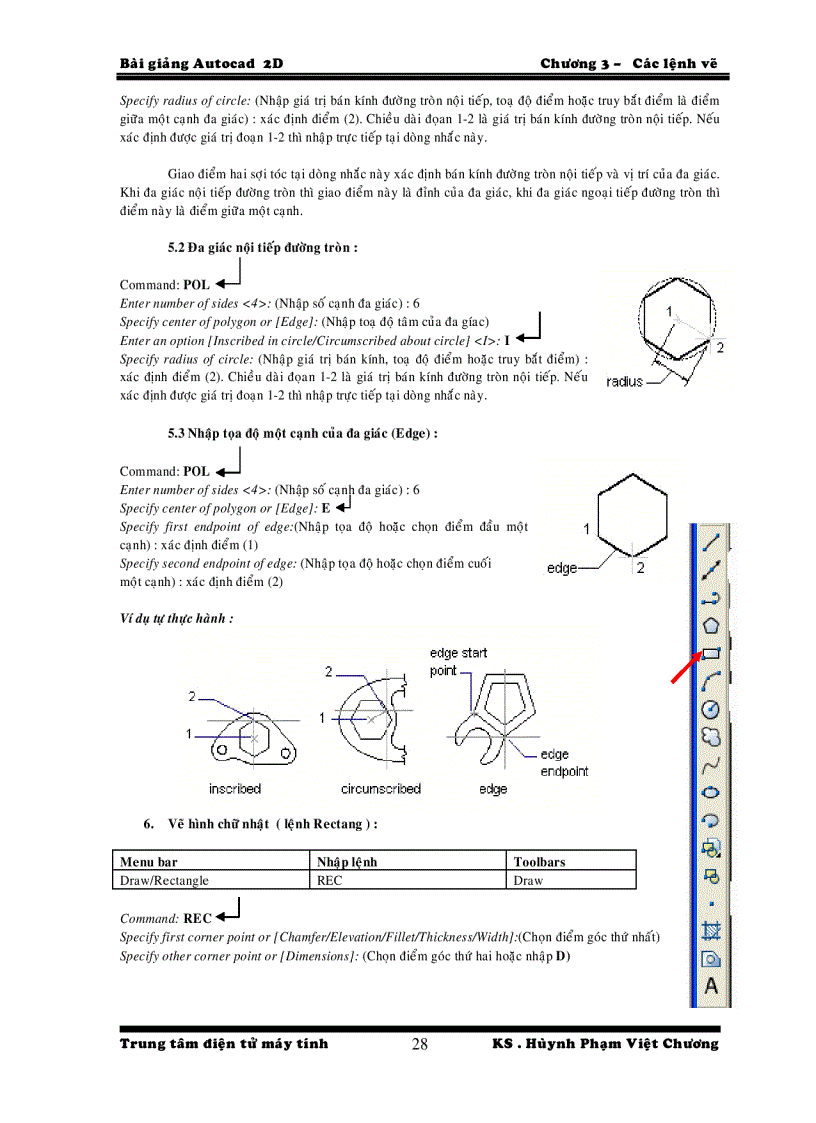 image for page Bai 3 Lệnh Vẽ trong autocad phần 2D