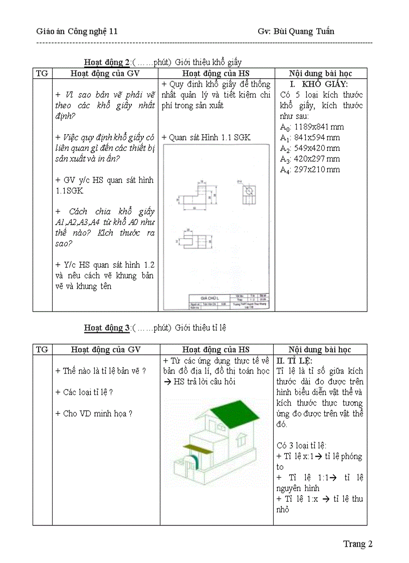 Giáo án công nghệ 11 CN