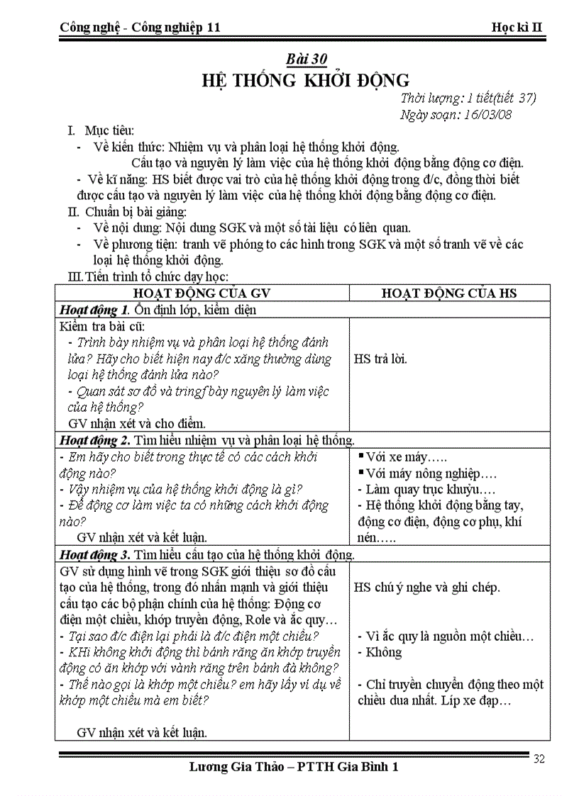 image for page Giáo án Công nghệ 11 học kỳ II