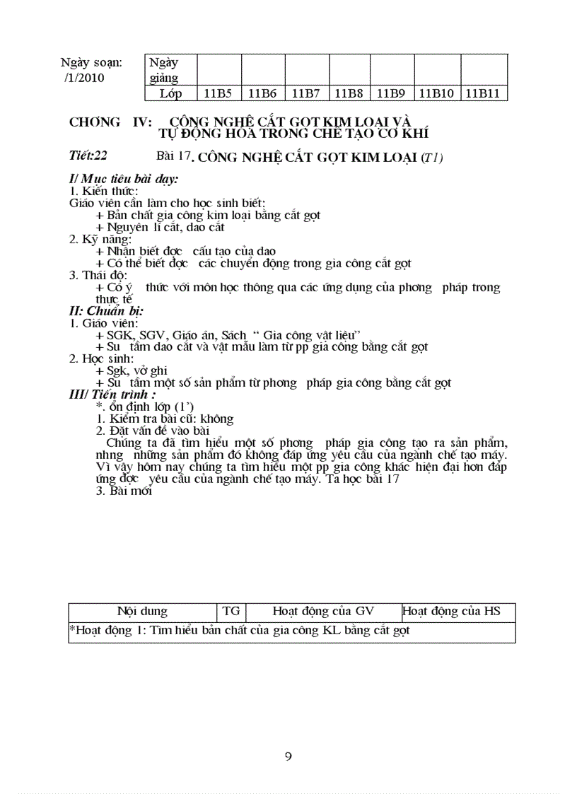image for page Giáo án công nghệ 11 kì ii mẫu mới