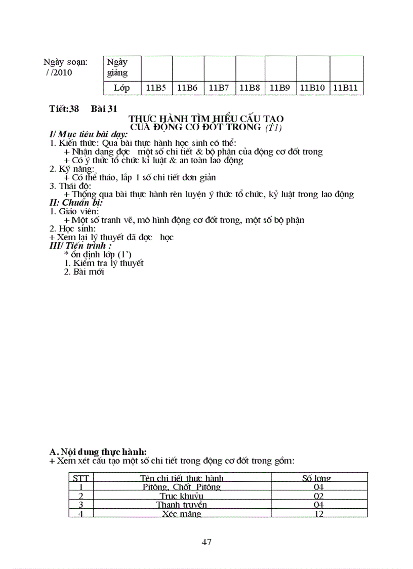 image for page Giáo án công nghệ 11 kì ii mẫu mới