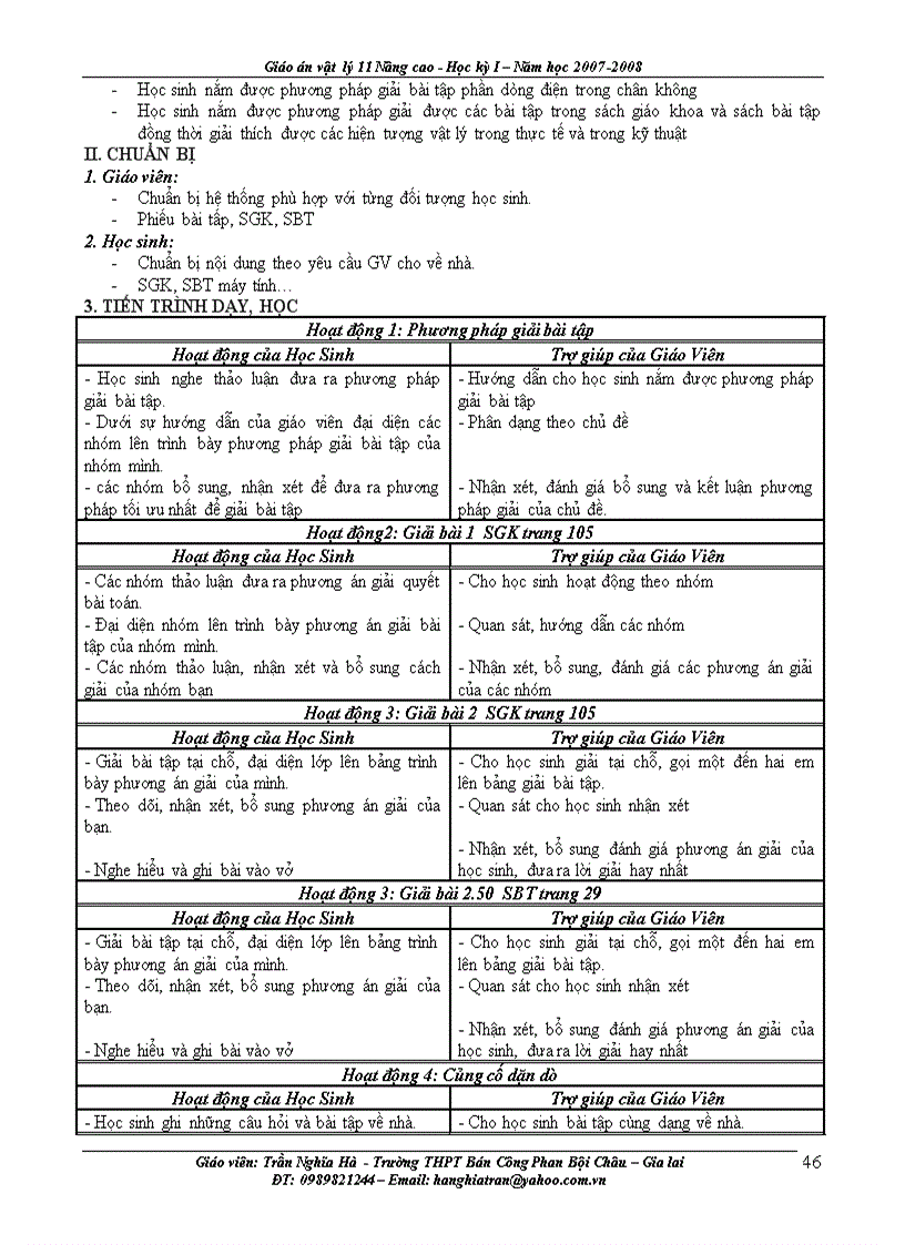 image for page Giáo án Vật lý lơp 11 Nâng Cao Học Kỳ I