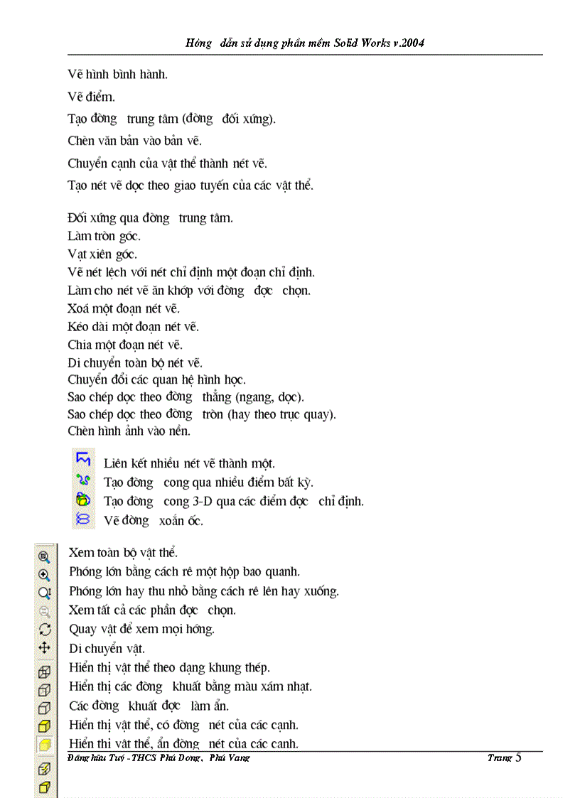 image for page Hướng dẫn Sử dụng SolidWord v 2004 vẽ vật thể 3 chiều