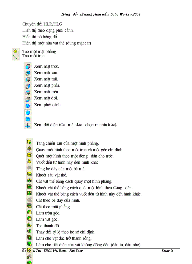 image for page Hướng dẫn Sử dụng SolidWord v 2004 vẽ vật thể 3 chiều
