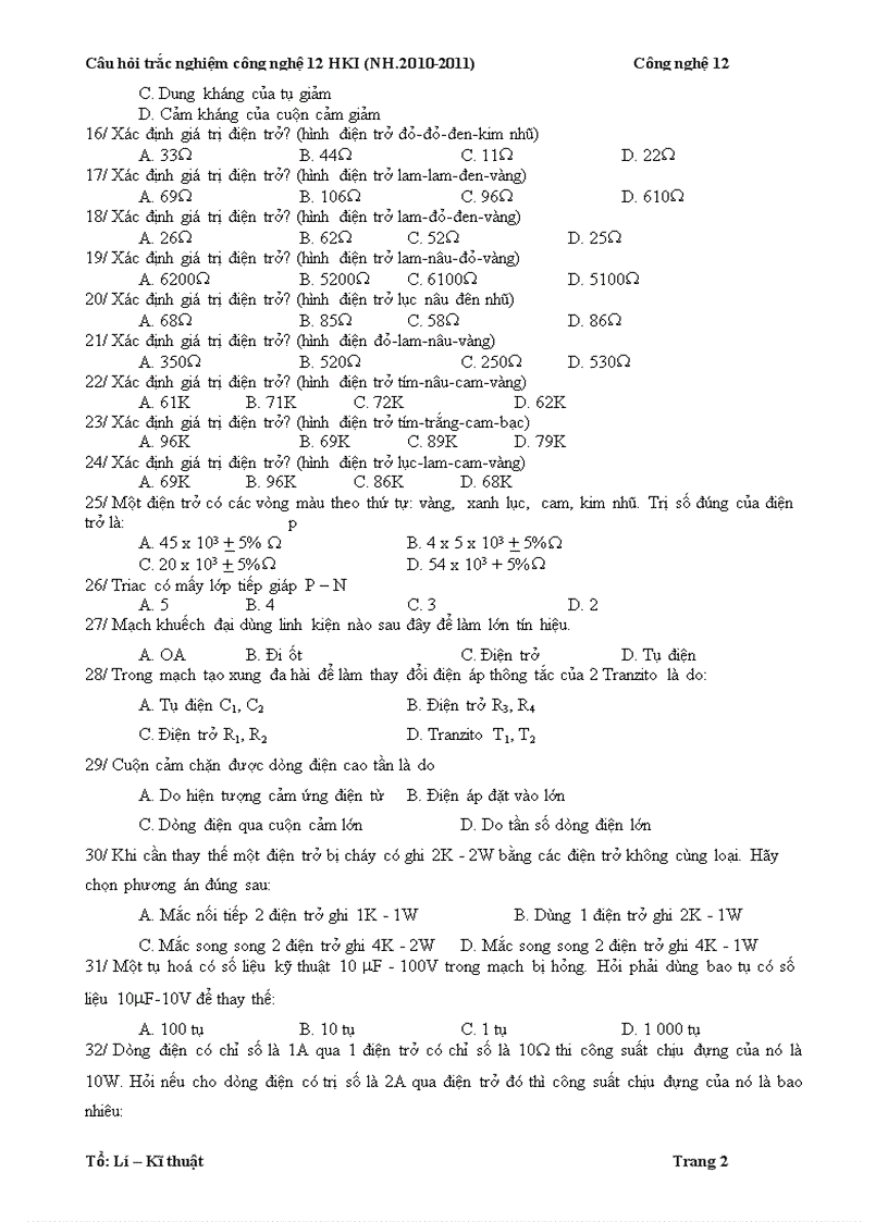 image for page 51 câu hỏi trắc nghiệm công nghệ 12 hki