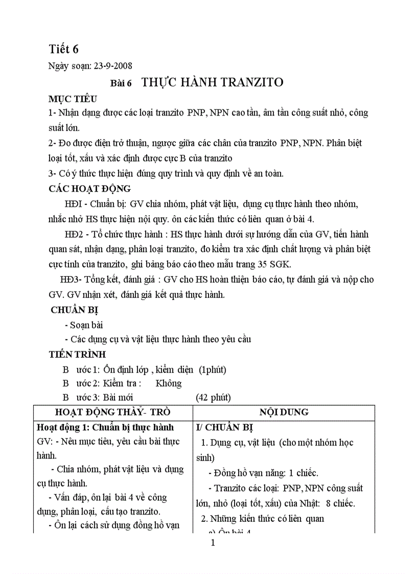 image for page Bài 6 Thực hành Tranzito