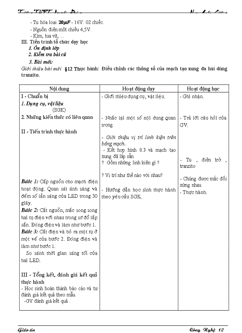 image for page Giáo án CN12 Bài 10 13