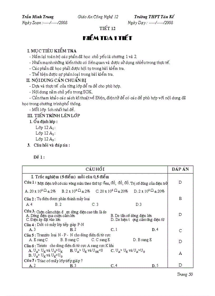 image for page Giao an cong nghe HK I khoi 12
