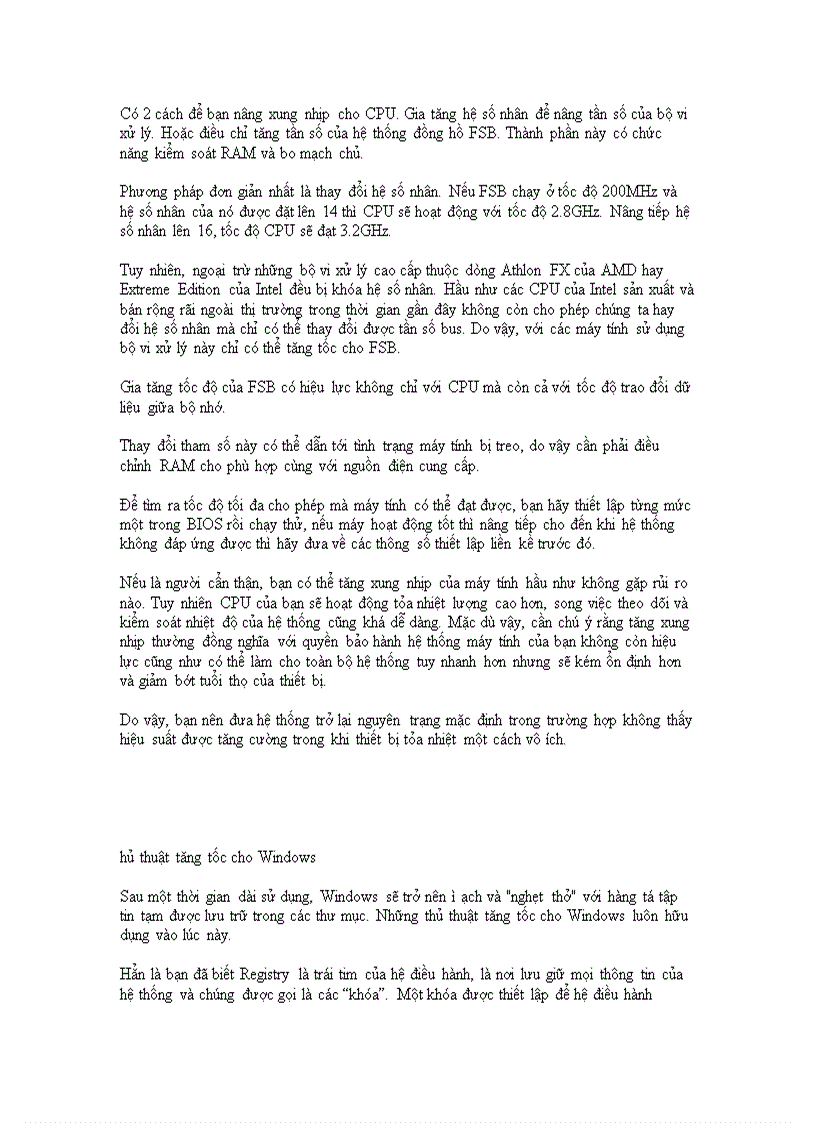 image for page Thủ thuật tăng tốc máy tính bằng tay