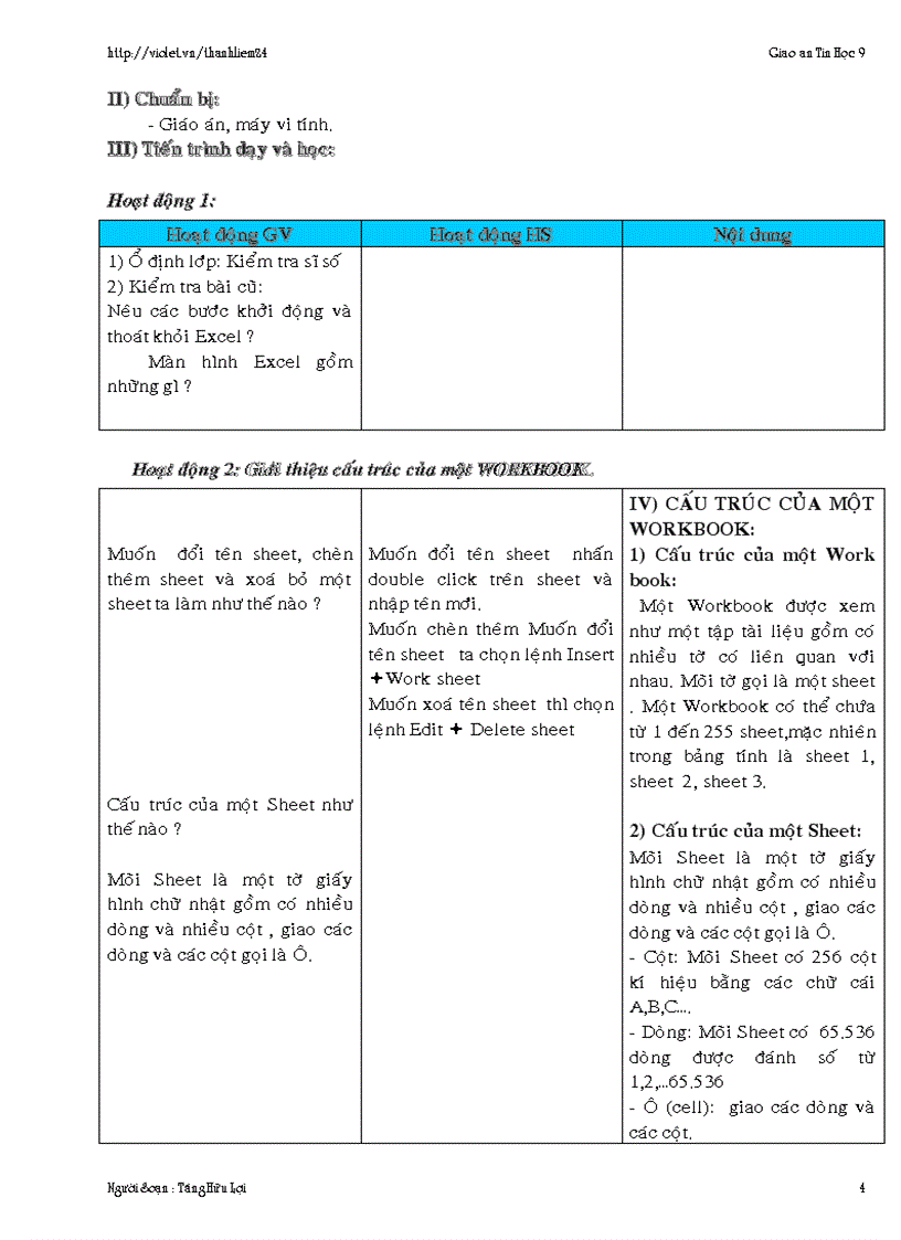 image for page Giáo án Excel Tin học 9