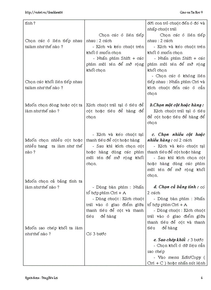 image for page Giáo án Excel Tin học 9