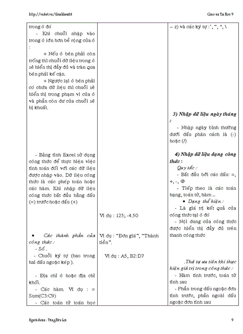 image for page Giáo án Excel Tin học 9