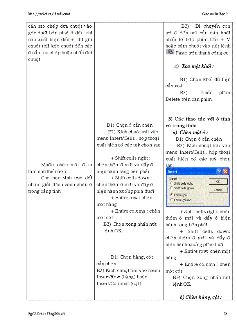 image for page Giáo án Excel Tin học 9