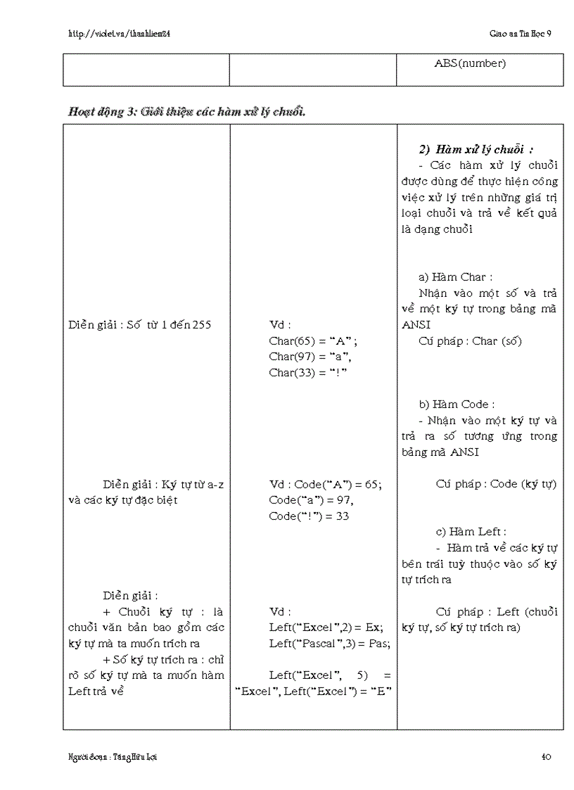 image for page Giáo án Excel Tin học 9