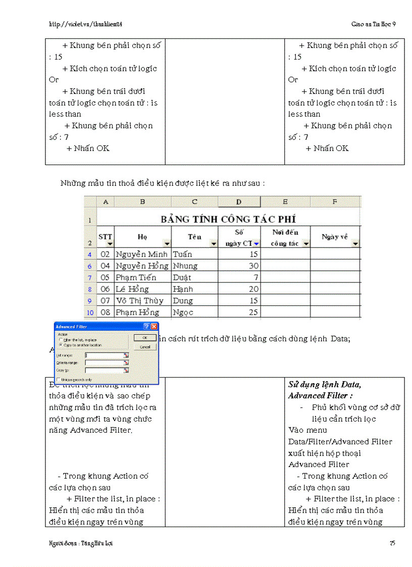 image for page Giáo án Excel Tin học 9