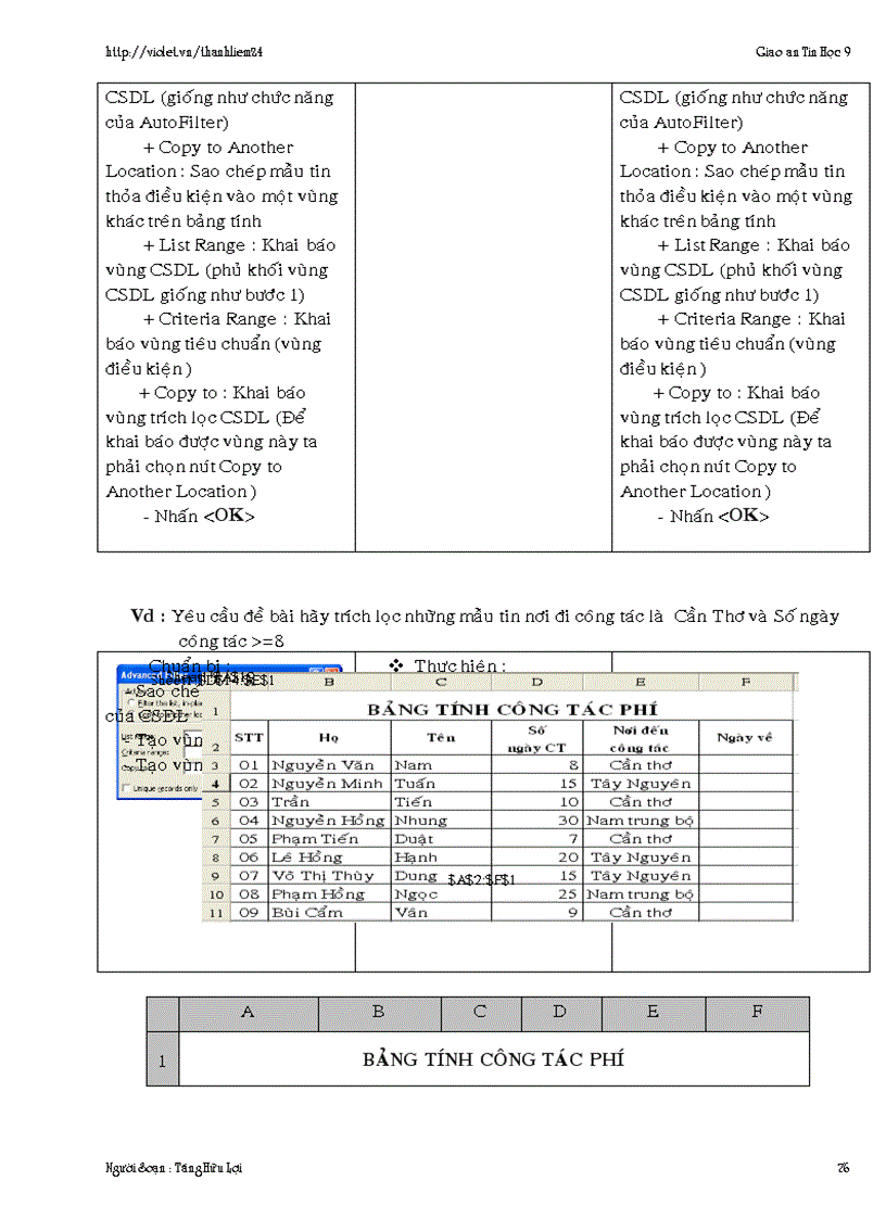 image for page Giáo án Excel Tin học 9