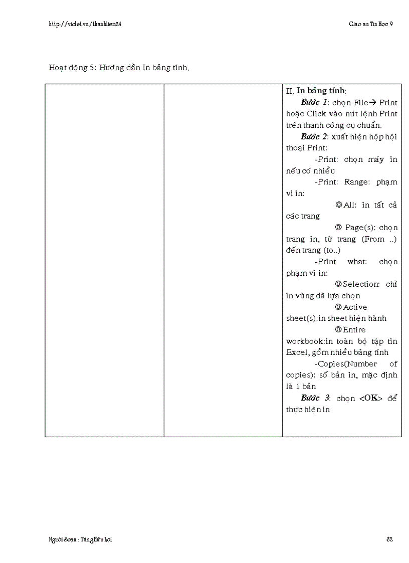 image for page Giáo án Excel Tin học 9