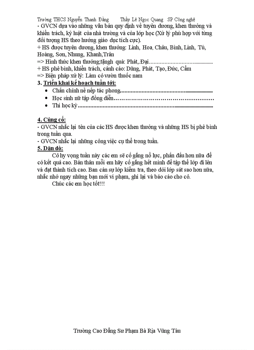 image for page Kế hoạch chủ nhiệm lớp năm học 2009 2010 Quang