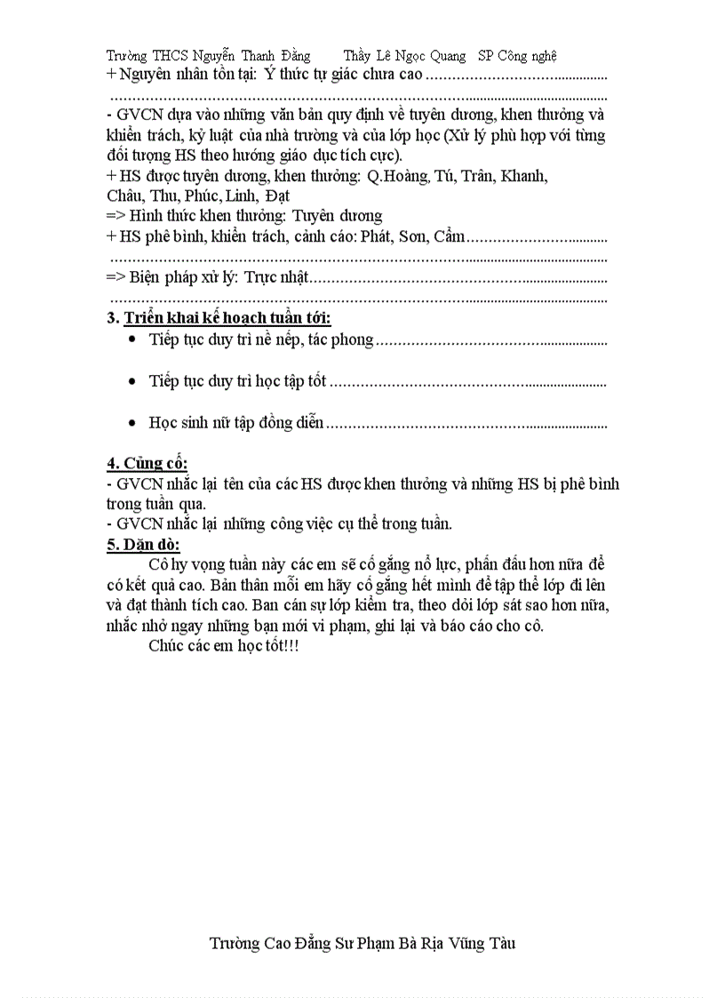 image for page Kế hoạch chủ nhiệm lớp năm học 2009 2010 Quang