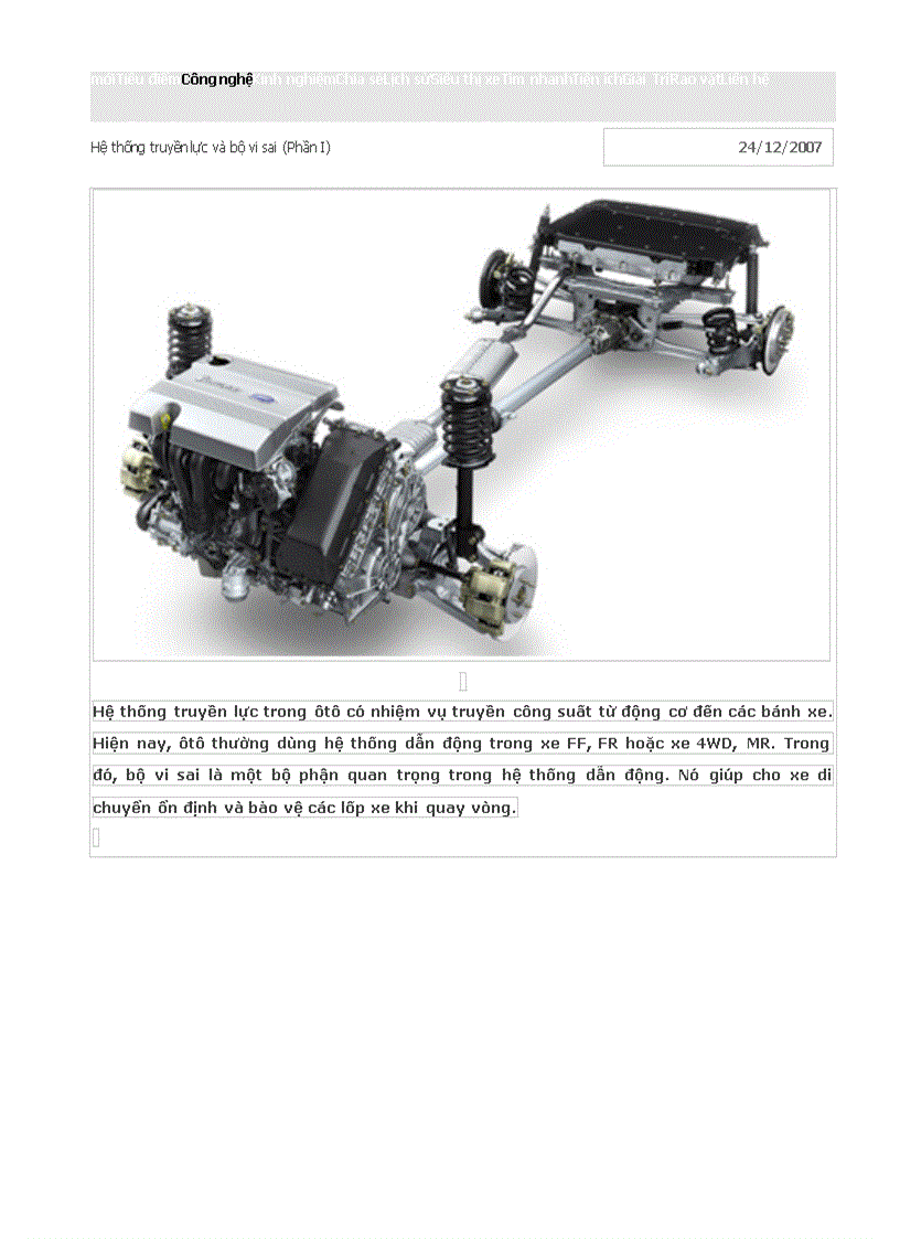 image for page Tư liệu về hệ thống truyền lực và bộ vi sai