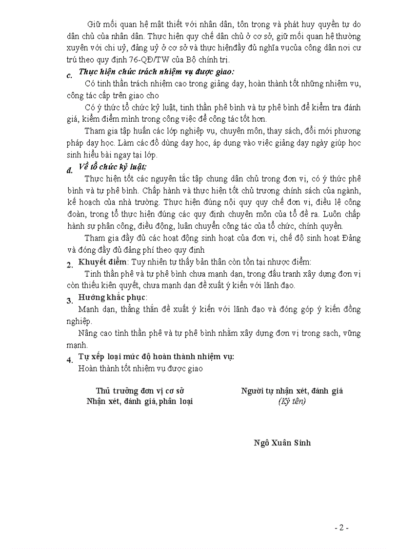 image for page Bản tự nhận xét đảng viên