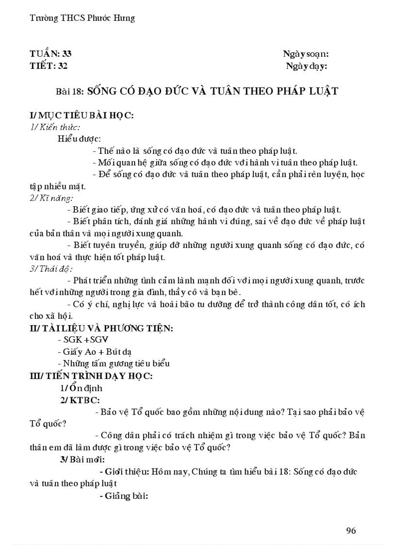 image for page Giáo án GDCD 9 mới chuẩn