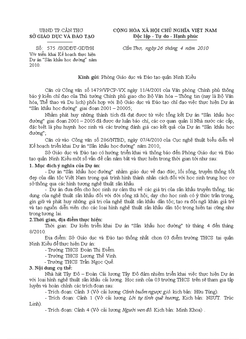 image for page Kế hoạch Sân Khấu Học đường