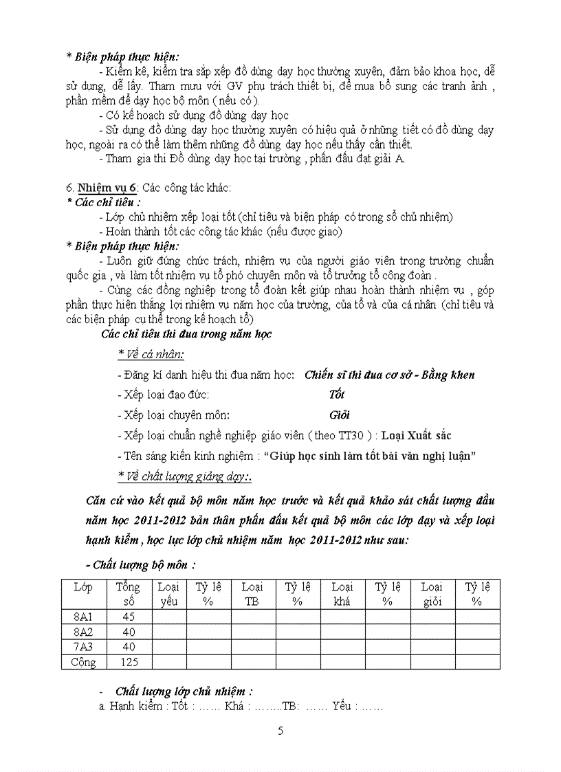image for page Mẫu kế hoạch cá nhân năm học