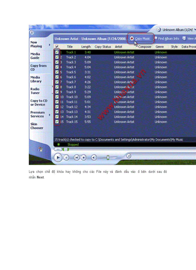 image for page Sử dụng chương trình Windows Media Player 9 doc