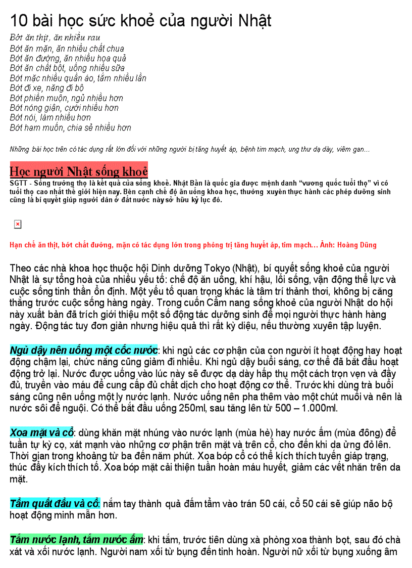 image for page 10 bài học sống khỏe của người Nhật