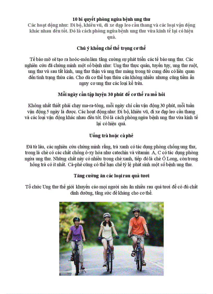 image for page 10 bí quyết phòng ngừa bệnh ung thư
