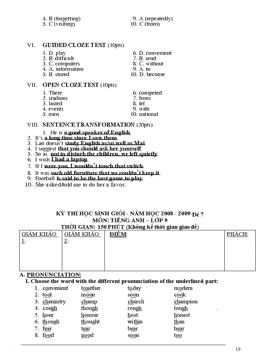 image for page 10 đề thi HSG Anh văn