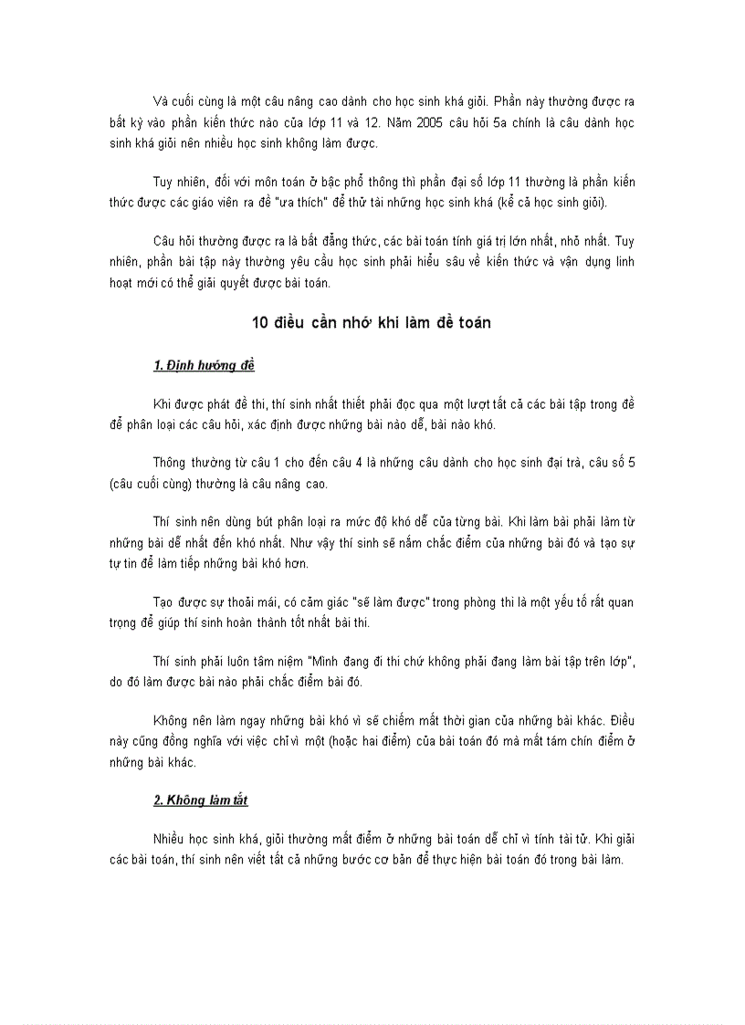 image for page 10 điều không nên khi làm đề toán