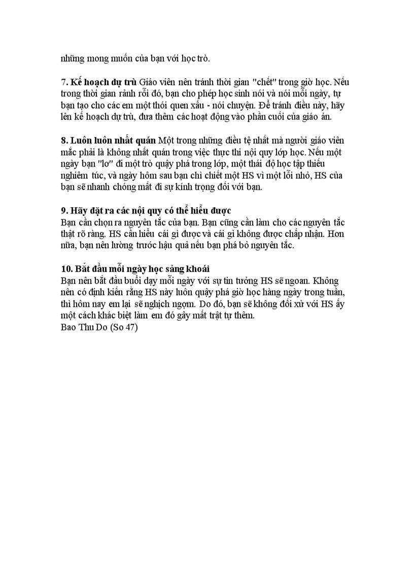 image for page 10 lời khuyên để giữ trật tự trong 1 tiết dạy