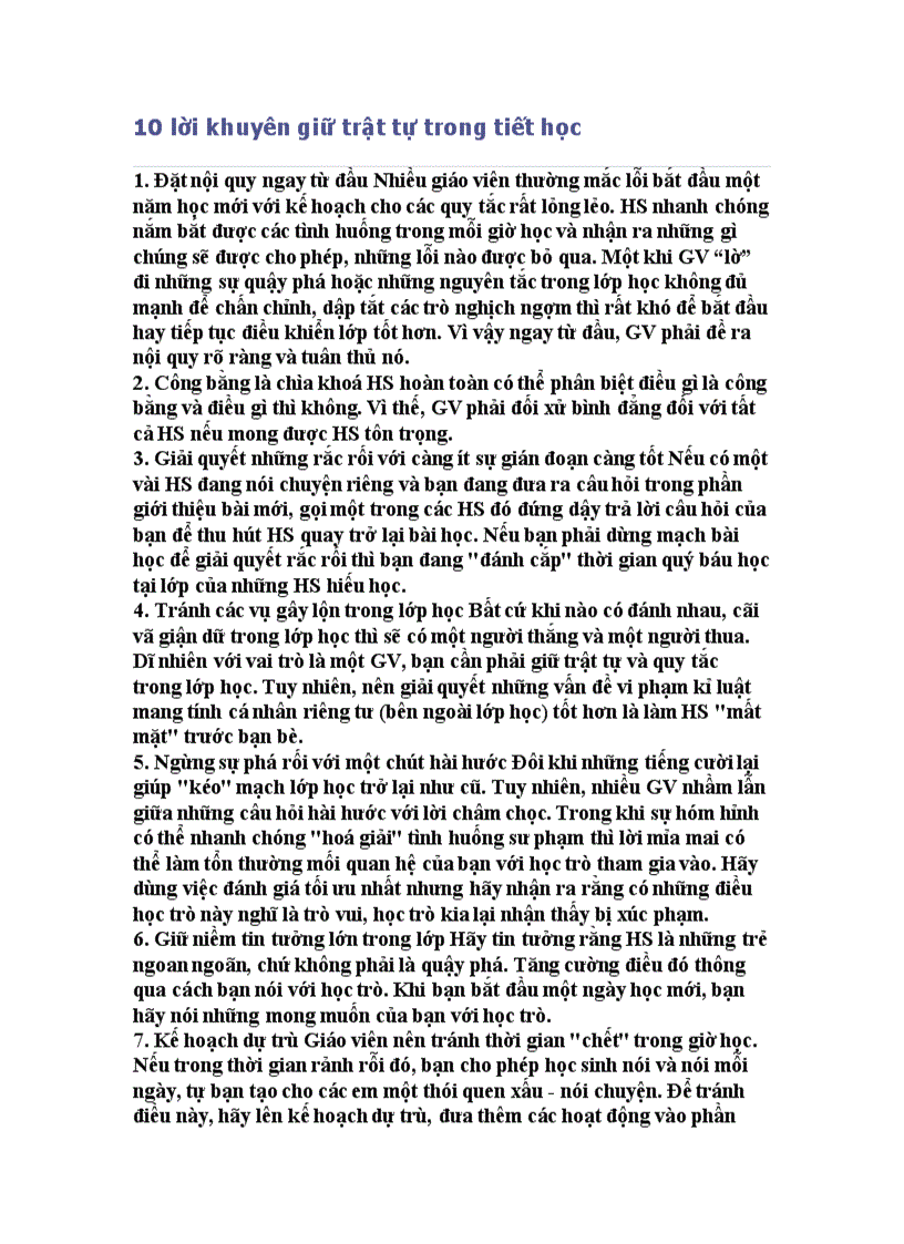 image for page 10 lời khuyên để giữ trật tự trong lớp học