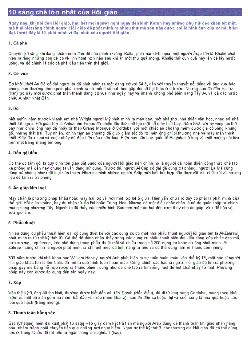 image for page 10 sáng chế lớn nhất của Hồi giáo doc
