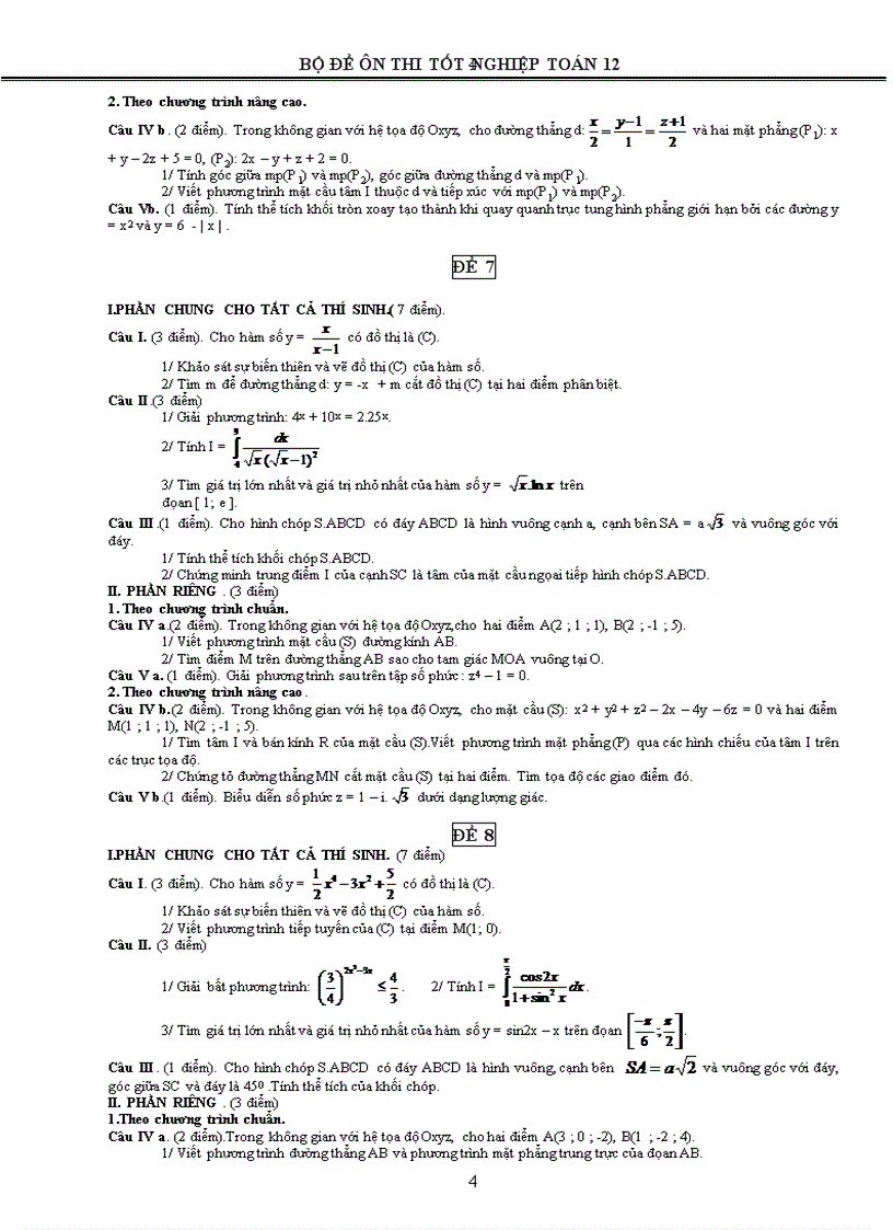 image for page 72 bộ đề Toán ôn thi TN 12