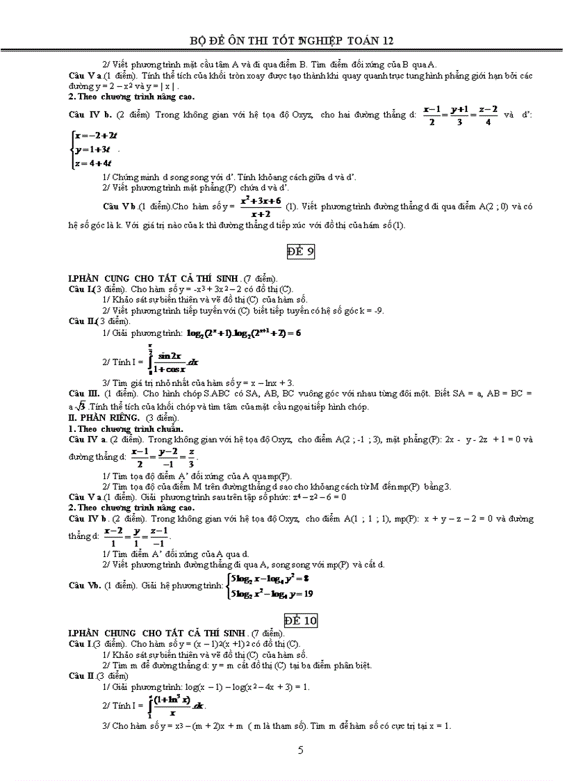 image for page 72 bộ đề Toán ôn thi TN 12