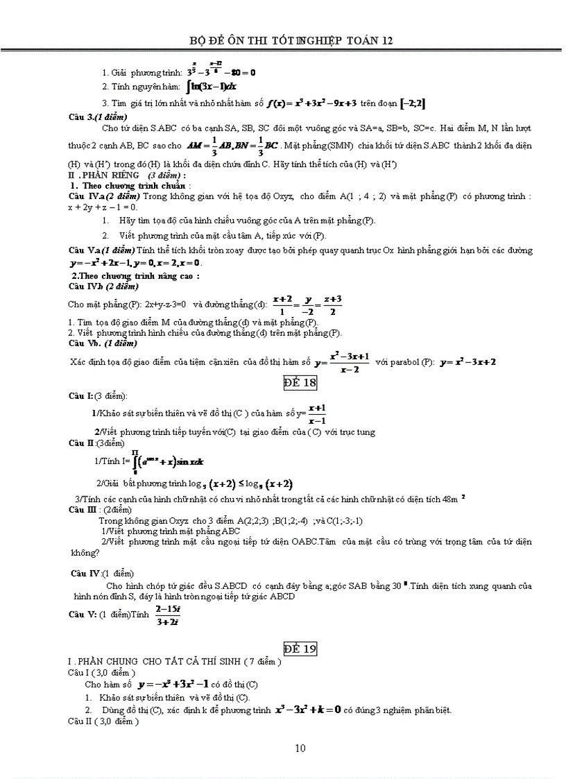 image for page 72 bộ đề Toán ôn thi TN 12
