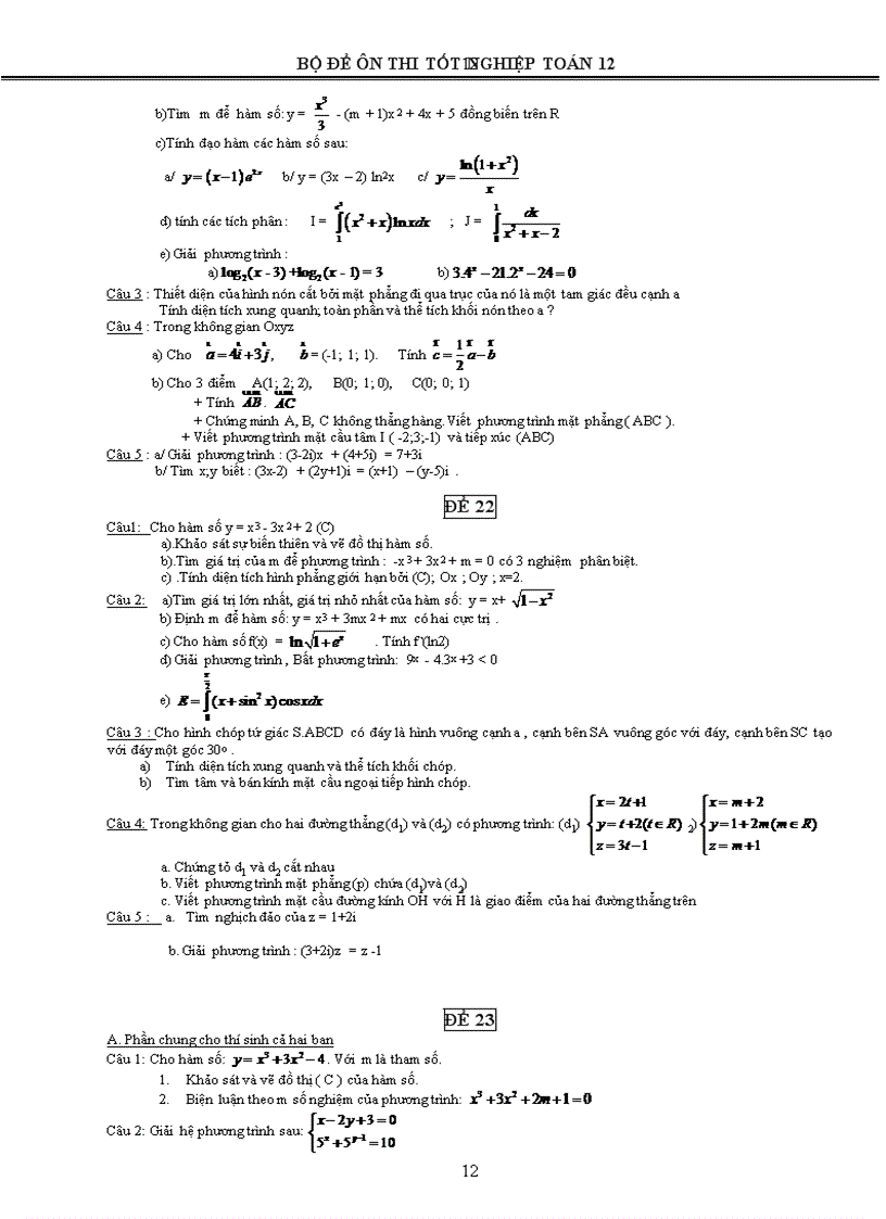 image for page 72 bộ đề Toán ôn thi TN 12