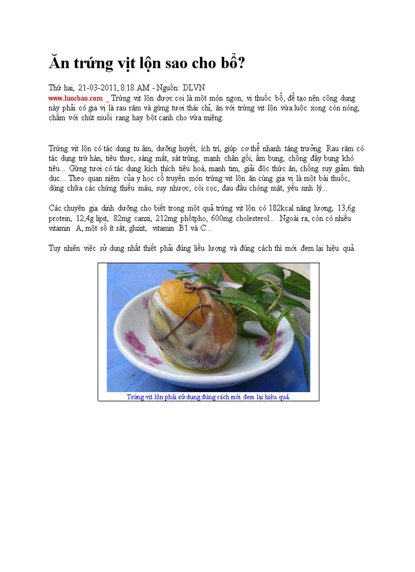 image for page Ăn trứng vịt lộn sao cho bổ