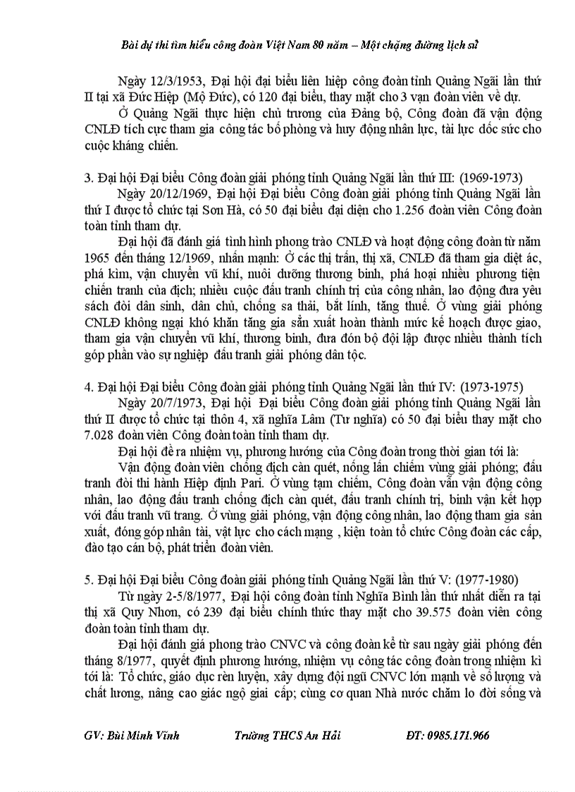 image for page Bài dự thi tìm hiểu Công đoàn Việt Nam 80 năm một chặng đường lịc sử