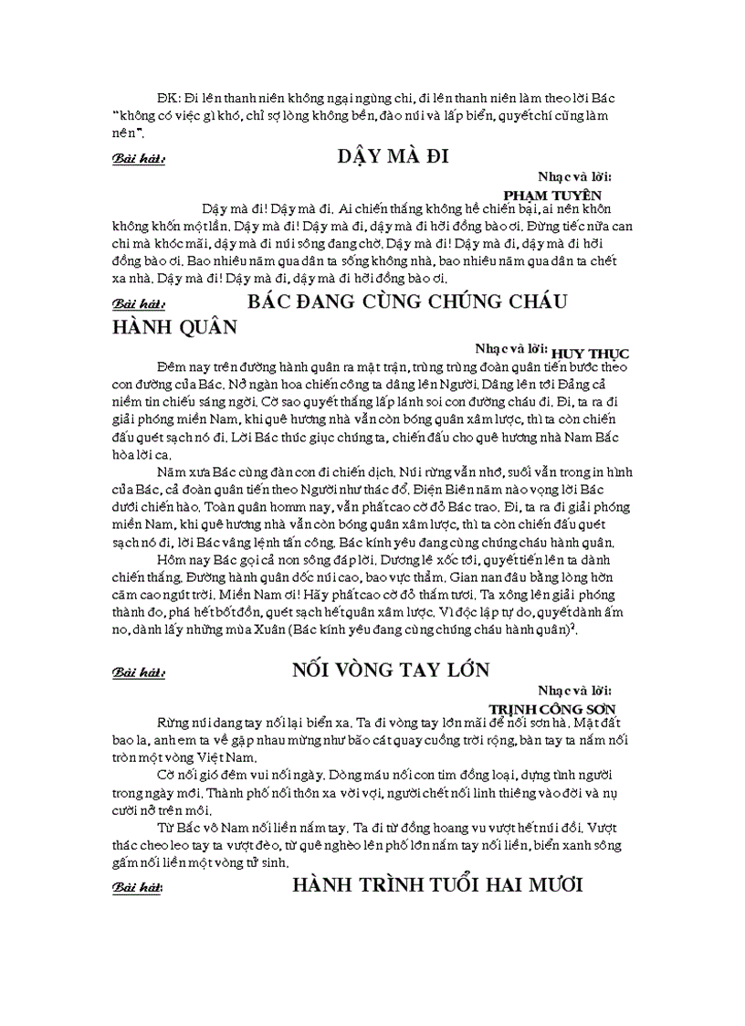 image for page Bài hát trong sinh hoạt thanh thiếu nhi